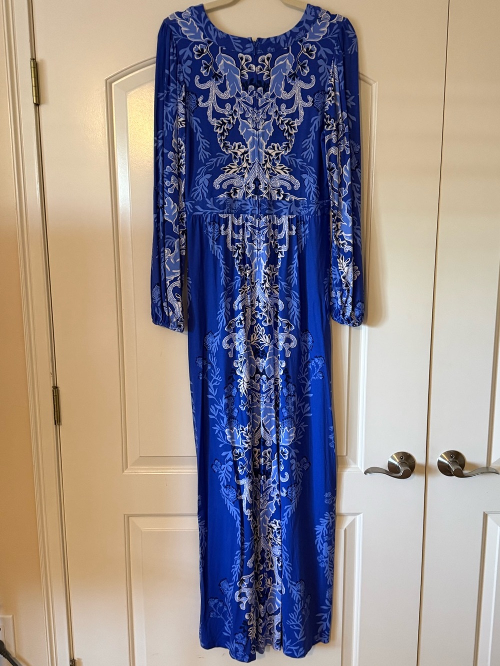 Lilly Pulitzer Cobalt Blue Long Sleeve Printed Maxi Dress